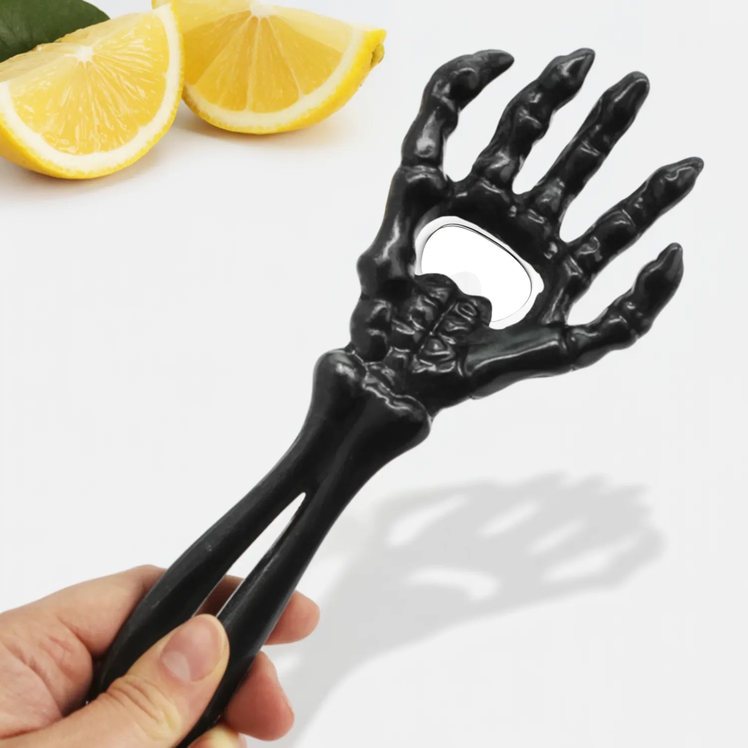 skeleton hand bottle opener detail view