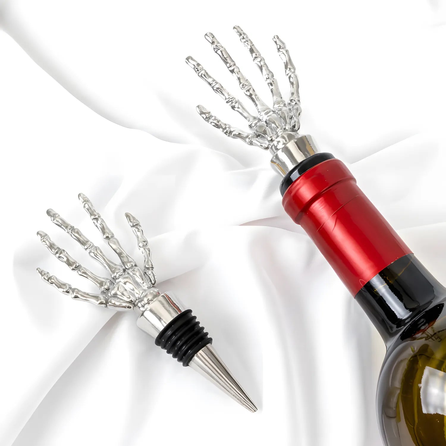skeleton hand wine stoppers detail view