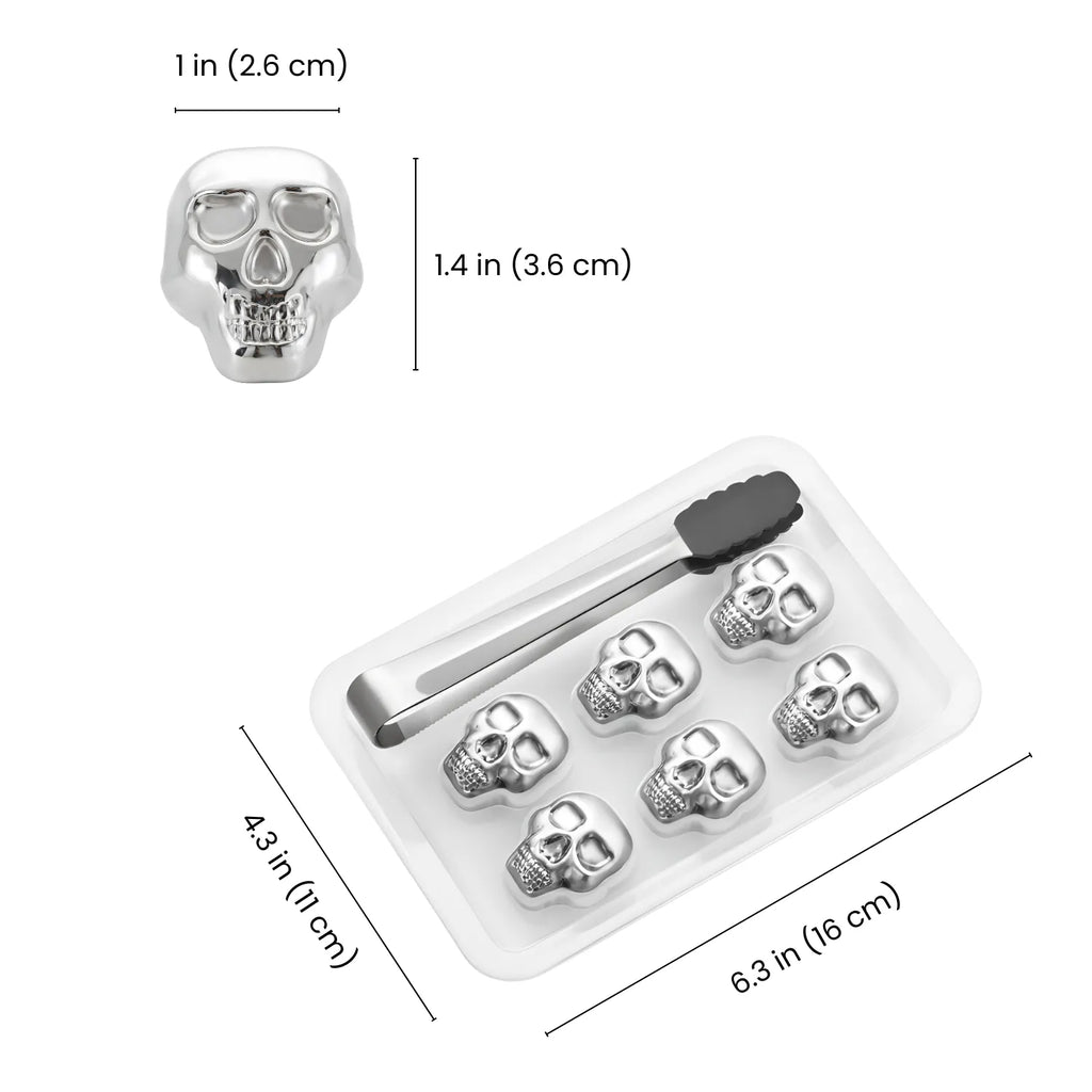 Skull Stainless Steel Ice Cubes dimensions