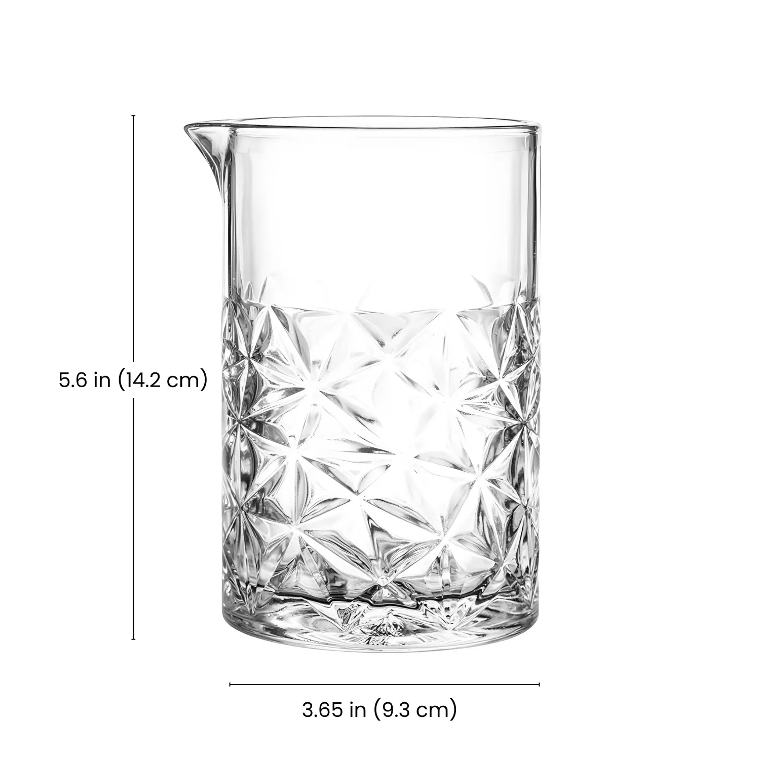 Snowflake Mixing Glass - 24 oz dimensions