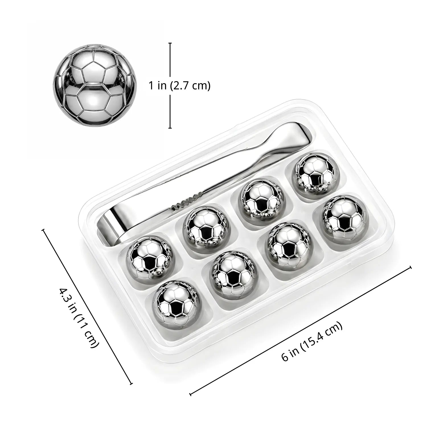 soccer stainless steel ice cubes dimensions