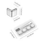 Stainless Steel Ice Cubes - Set of 4 dimensions