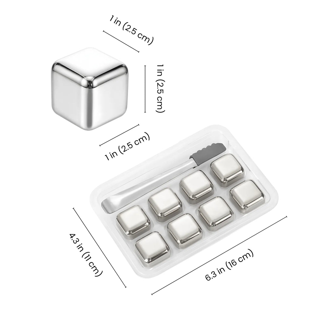 8-piece Stainless Steel Ice Cubes dimensions