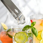 stainless steel ice tongs in use